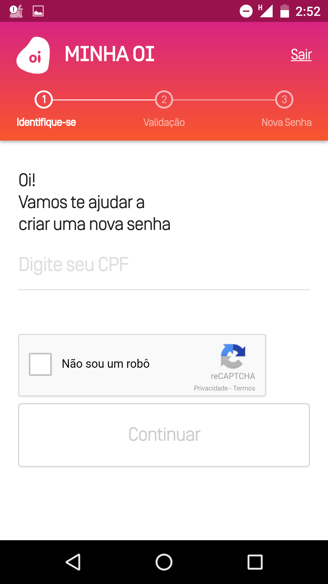 Como resgatar minha senha sem e-mail - celular 3