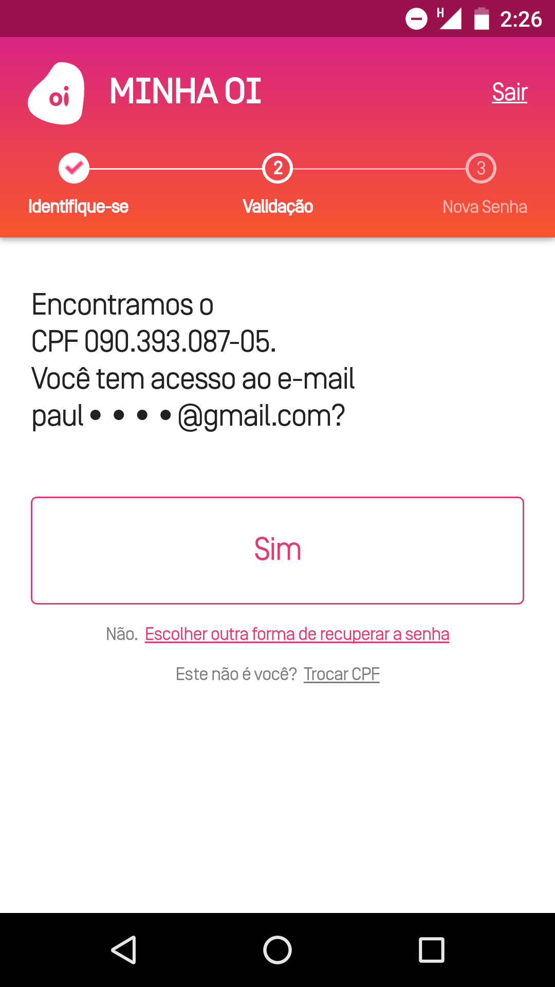 Como resgatar minha senha sem e-mail - celular 4