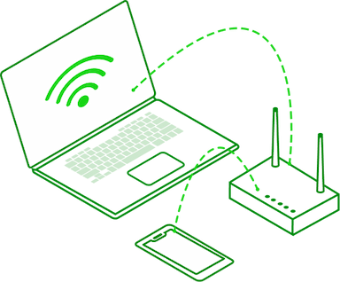 ilustração notebook conectando ao modem