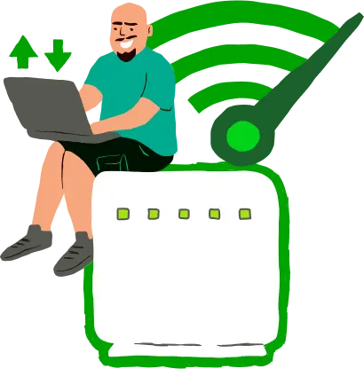  Homem mede a velocidade de sua internet.