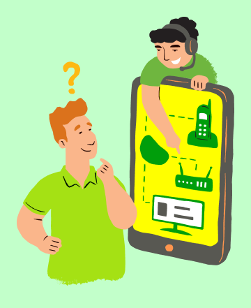 Indicação de como instalar o telefone fixo