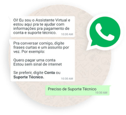 Na imagem, uma conversa da Joice, a inteligência artifical da Oi que atende você pelo WhatsApp