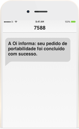Tela de celular do novo Chip da Oi recebendo o SMS de confirmação da conclusão da sua portabilidade Oi